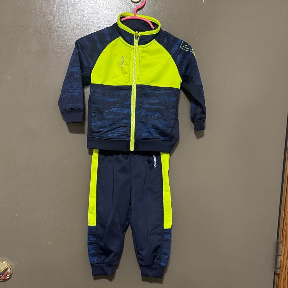 Reebok Bright Yellow and Dark Blue Jacket with Matching Pants